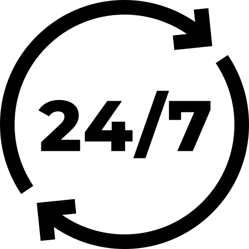 24/7 Support Icon representing a clock
